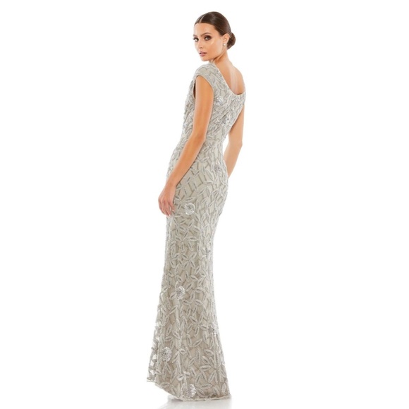 NWT $598 MAC DUGGAL COWL NECKLINE FLORAL DRESS SEQUINED MAXI LONG 93537 - Picture 5 of 5